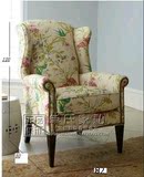 特价老虎椅美式乡村欧式单人位地中海韩式花朵田园布艺沙发高背椅