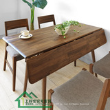 白橡木餐桌日式简约现代宜家饭桌纯实木折叠桌长方形桌子批发定做