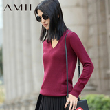 Amii2016秋装新款 艾米女装旗舰店修身V领大码女士修身大码毛衣