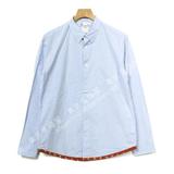日本代购直邮正品潮牌VISVIM经典棉麻民族印花滚边水蓝色衬衣