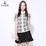 ELAND韩国衣恋新品格纹翻领短袖衬衫EEYC52451N专柜正品