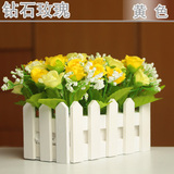 高仿真QQ玫瑰栅栏花实木材质绢花假花干花客厅隔断摆放花