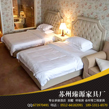 简约后现代美式北欧双人床 纯实木软包布艺床 酒店宾馆床全套定制