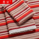 夏季条纹亚麻沙发垫坐垫四季通用加厚防滑布艺棉麻沙发巾简约现代