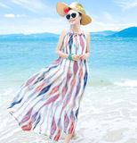 丝静海边度假必备马尔代夫沙滩裙大码吊带雪纺背心裙海滩连衣裙仙