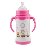 贝适邦不锈钢保温奶瓶240ML 带吸管手柄宽口径 双层宝宝婴儿两用?