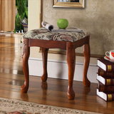 美式实木化妆凳子 欧式梳妆凳换鞋凳 梳妆台凳子 卧室梳妆台椅子