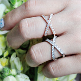 七彩珠宝 18K玫瑰金天然钻石戒指白金群镶钻石排戒女碎钻戒指正品