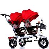 金鸣双胞胎儿童三轮车双人充气轮小孩手推车婴幼儿宝宝脚踏自行车