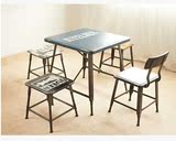 美式铁艺做旧餐厅桌椅 loft复古休闲咖啡厅桌椅组合 创意餐桌椅