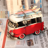 复古英伦巴士模型铁皮汽车手工桌面摆件儿童房间个性创意装饰礼品