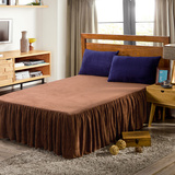 唯尔丽加厚保暖纯色床上用品珊瑚绒床裙 单人双人床垫床罩