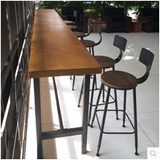简约时尚实木长桌西餐厅桌椅组合星巴克咖啡长桌高脚桌酒吧吧台桌