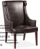 别墅定制 美式新古典奢华 高靠背老虎椅 单人扶手沙发椅