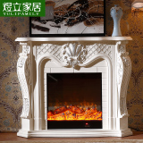 1.2米欧式壁炉柜 美式壁炉架 雕花电壁炉 装饰取暖 实木树脂壁炉