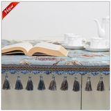 茶几餐桌圆桌桌布圆形布艺长方形台布正方形欧式高档蓝色绣花客厅