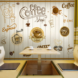 3D逼真木板纹理背景墙纸 简约定制DIY咖啡奶茶甜品奶茶店餐厅壁画