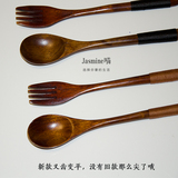 复古绕线大号原木质勺子叉子 日式料理餐具 木勺汤匙西餐叉 zakka