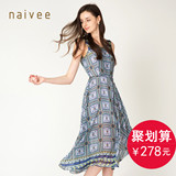 Naivee/纳薇夏波西米亚风几何印花长连衣裙153565647