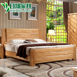 日翔 全实木床1.8m双人成人婚床 简约现代1.5米高箱储物橡木床