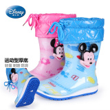 迪士尼儿童雨鞋加绒保暖小孩水鞋男童女童小学生防滑防水加厚雨靴