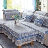 地中海夏季沙发垫巾罩布艺真皮防滑定做欧式蓝色四季简约现代坐垫