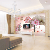 3D大型壁画客厅沙发电视背景墙纸无缝无纺布中式浮雕荷花家和富贵