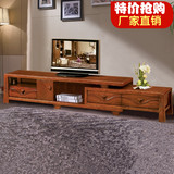 可伸缩全实木电视柜1.9米-2.7米橡木影视柜组合客厅家具
