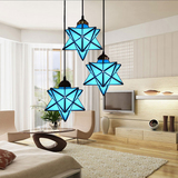 地中海吊灯 星星吊灯儿童卧室灯具创意餐厅灯3头个性LED玻璃吊灯