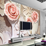 现代3D立体浮雕花卉墙纸大型壁画客厅电视背景墙壁纸沙发卧室墙布