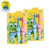 青蛙牙刷 儿童3-6岁超细软毛套装护龈小刷头 可爱卡通手柄4支装