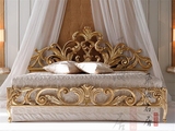 出口外贸家具欧式美式双人床雕刻床金箔实木床定制欧式卧室软包床