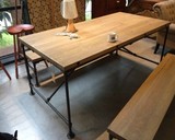 美式铁艺餐桌做旧咖啡桌椅酒吧桌实木会议办公桌工业水管桌书桌