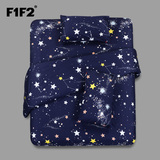 F1F2家纺 纯棉四件套被套欧美风全棉特价床上用品床单床笠 星空