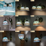 华豪蒂凡尼地中海壁灯欧式美式镜前灯卫生间浴室过道双头卧室壁灯