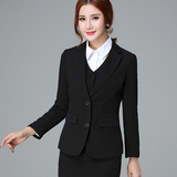 职业装2016新款春装韩版女装小西装短款外套修身外搭上衣黑色工装