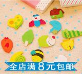韩国彩绘木制磁贴 儿童早教宝宝识物可爱玩具 创意卡通动物冰箱贴
