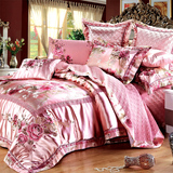 欧式高档奢华粉色床上用品提花结婚庆四六八十多件套MYL-030