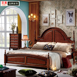 美式实木床1.5/1.8米古典深色雕花床储物床卧室家具双人床婚床类