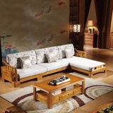 现代全实木沙发床贵妃组合 小户型多功能两用橡胶木架布沙发转角