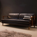 日式复古沙发现代简约小户型咖啡厅双人三人位沙发皮艺布艺沙发