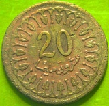 突尼斯硬币1983年20米利姆.径;22mm稀少铜币品如图