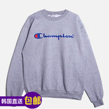 韩国正品潮牌代购直邮Logo Sweatshirt男女Champion灰色加绒卫衣