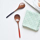 述物 创意日式木勺情侣勺子套装 餐具手工长柄勺原木环保勺子汤勺
