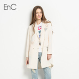 ENC衣恋旗下新品女装韩版格子纹修身长款休闲西装EHJK62357H
