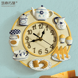 慧心巧聚挂钟创意时尚现代欧式厨房壁钟时钟树脂静音餐厅装饰挂钟