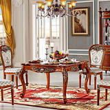 欧式实木餐桌 正方形餐桌 小户型方桌 复古描金雕花饭桌 吃饭桌子