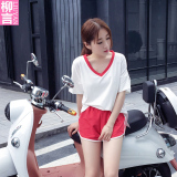柳言2016夏装韩版时尚宽松跑步短裤短袖休闲运动套装女两件套学生