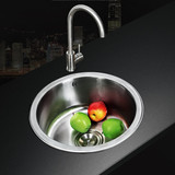 欧派水槽单槽圆形304不锈钢拉丝洗碗盆洗菜盆单个钢盆厨房碗盆