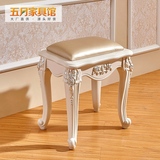 欧式梳妆凳 法式田园化妆凳白色雕花梳妆台凳子餐椅小方凳换鞋凳